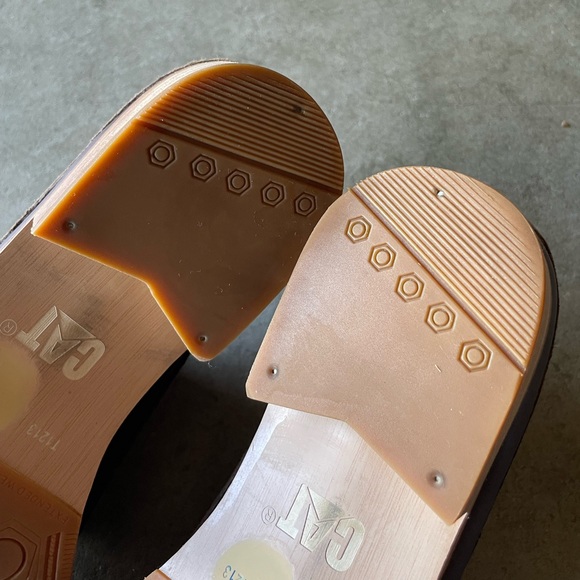 Cat Tally Oxford Dark Brown Pull Leather Low Stacked Heel Dress Shoes 9 Womens - Picture 6 of 8